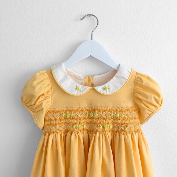 NWT Pretty Girls Embroidered Smocked Dress Boutique Princess Sunshine Yellow 9M - Picture 4 of 8